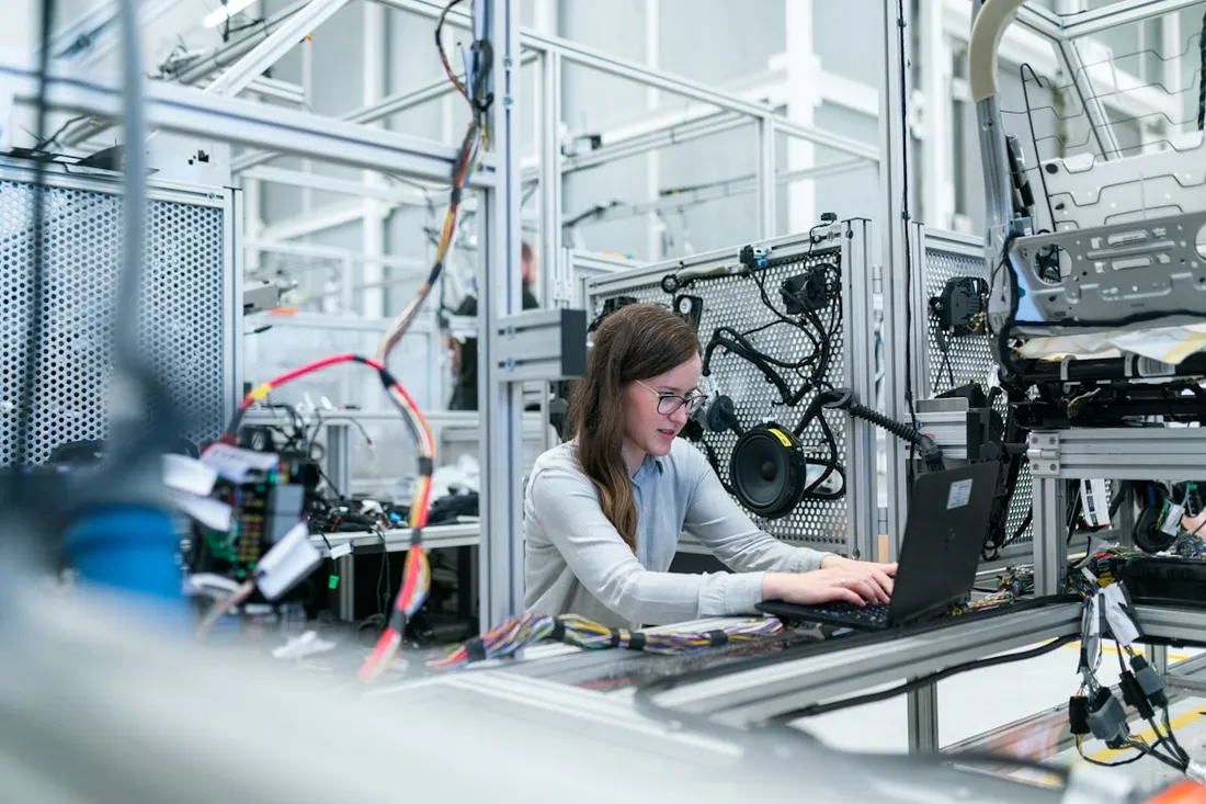 Engineer working at a laptop
